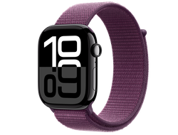 Apple Watch Series 10 46mm Jet Black Aluminium Case with Plum Sport Loop
