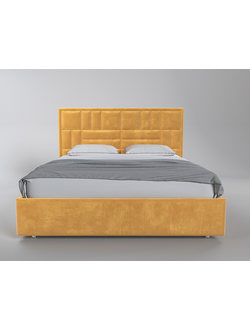 Современная дизайнерская кровать Тессера, мягкое высокое изголовье, стежка квадратами, фанера, усиленная металлом, с подъемным механизмом и бельевым ящиком