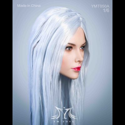 Женская голова (скульпт) с длинными волосами (серебро) 1/6 scale  (YMT050А) - YMTOYS
