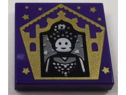 Tile 2 x 2 with Groove with HP Chocolate Frog Card Seraphina Picquery Pattern, Dark Purple (3068bpb1750 / 6342521)
