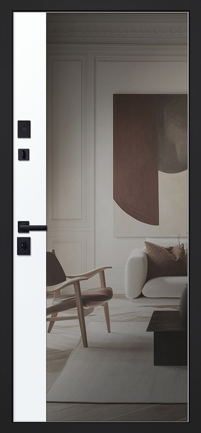 Стальная дверь   Silver с зеркалом. Заказная модель.