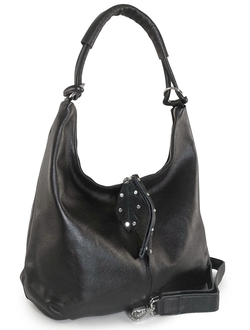 (АРТИКУЛ: 8403/1) СУМКА МЕШОК, СРЕДНЕГО РАЗМЕРА, НАТУРАЛЬНАЯ КОЖА, ЧЕРНАЯ, ЧЕРЕЗ ПЛЕЧО