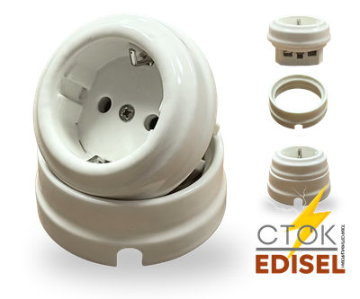 розетка двухкомпонентная белая в разборе