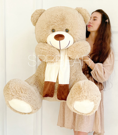 Большой плюшевый медведь 140 см кремовый Барни