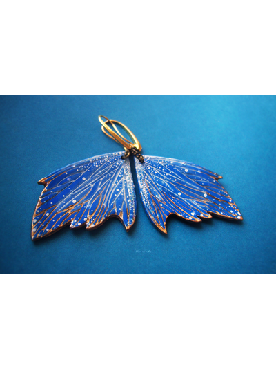 "Вавилонский мотылёк", крупные серьги-крылья авторской работы