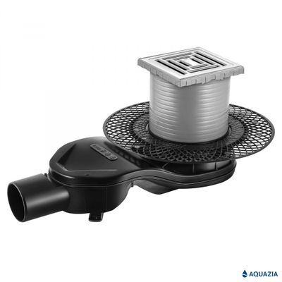 Трап водосток PLATZ Uno 100х100 Боковой выпуск (Матовый хром)