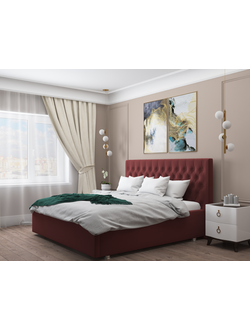 Кровать односпальная, двуспальная, MyCloud Людвиг с подъемным механизмом, бельевым ящиком, мягкое изголовье, высокая спинка