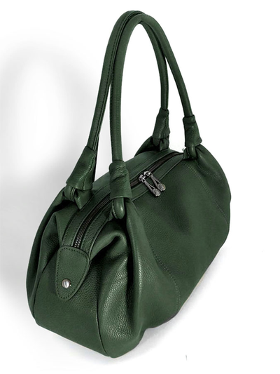 (АРТИКУЛ: 9428) СУМКА ЖЕНСКАЯ, СРЕДНЯЯ, КОЖАНАЯ, ТЕМНО-ЗЕЛЕНАЯ, С ДВУМЯ РУЧКАМИ