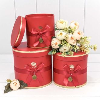 Набор коробок 3в1 "Flowers for you" 18*17см Красный К016/3
