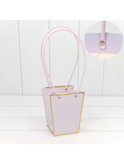 Пакет-сумочка 15,5*13*9,5см Бледно-сиреневый с золотой каймой КП05/24
