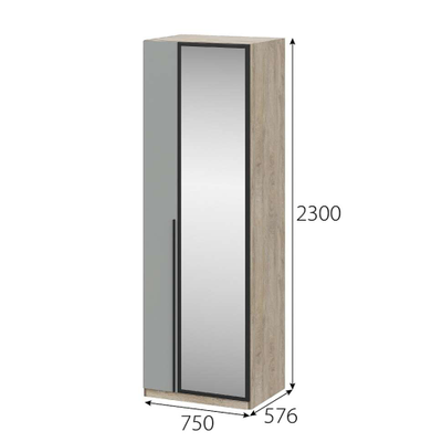 Этна шкаф Ш 57*75 Дуб эндгрей/Софт грей с зеркалом