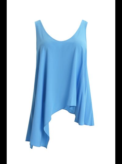 Топ-майка ассиметричный голубого цвета