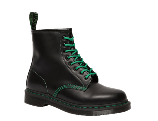 Dr Martens 1460 Black Smooth Contrast Green Stitch