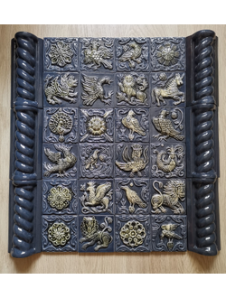 Изразцовое панно "Древние символы" цветное с валиками