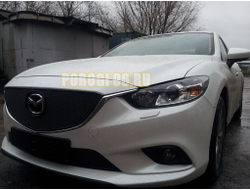 Защита радиатора Mazda 6 2012-2015 black верх PREMIUM