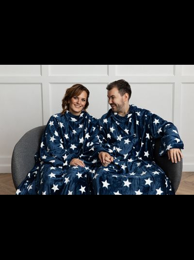 Парный плед с рукавами "Звезды" из велсофта (микрофибры)