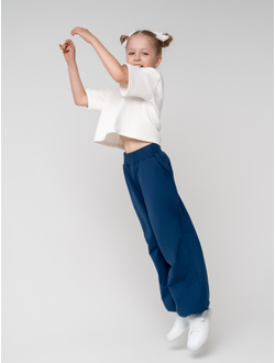 Брюки палаццо с утяжками (синий)