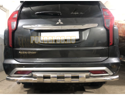 Защита заднего бампера двойная с перемычками d60/42 для Mitsubishi Pajero Sport (2021-...)