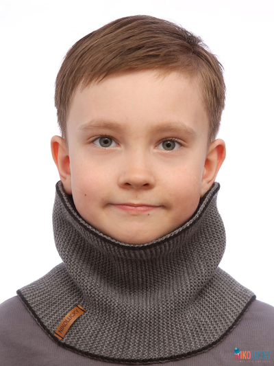 Шарф(снуд)  22-33 двойной, цвет черный,темно-серый размер 1