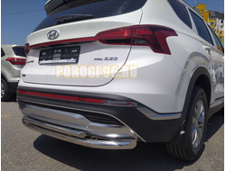 Защита заднего бампера двойная d60/42 для Hyundai Santa fe 2021-2024