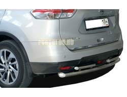 Защита заднего бампера  двойная "угловая" большая	d60/42 для Nissan X-trail T32 (2015-)