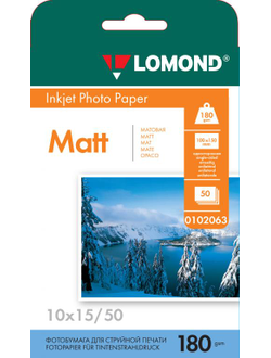 Односторонняя Матовая фотобумага Lomond для струйной печати, A6, 180 г/м2, 50 листов.