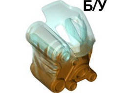 ! Б/У - Bionicle Mask of Ice with Marbled Trans-Light Blue Pattern, Pearl Gold (19064pb01 / 6114412) - Б/У