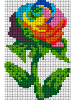 Мини набор Алмазной мозаики Разноцветная роза-10х15см.