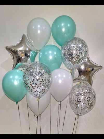 Набор воздушных шаров с гелием "Серебряная мята"