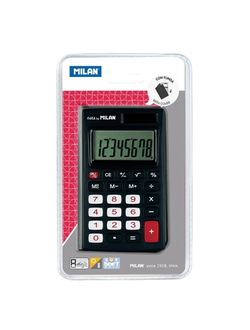 Калькулятор Milan 8-разр, в чехле, двойное питание, чёрно-красный 150208KBL