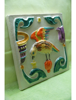 Соловей  с чашей любви (фасадный изразец)