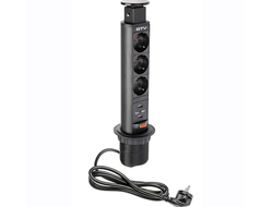 Удлинитель для офиса D60+2xUSB  черный AE-BPW3S60U-20 с проводом 1,5 метра GTV *