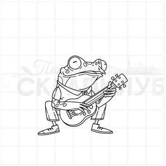 Штамп лягушка с гитарой