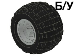 ! Б/У - Wheel 43.2 x 28 Balloon Small with Black Tire 43.2 x 28 S Balloon Small 6580 / 6579, Light Bluish Gray (6580c01) - Б/У