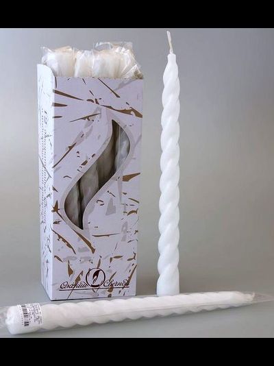 Свеча витая белая, 25см