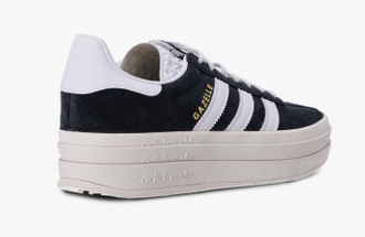 Adidas Gazelle Bold Black White (Экозамша) сзади