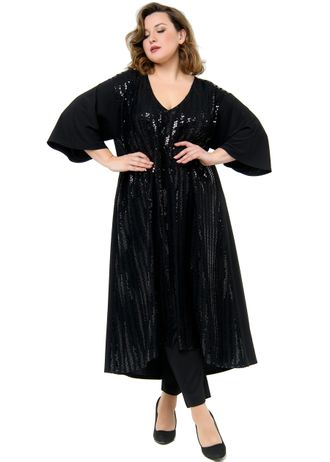 Нарядная удлиненная туника-платье Арт. 2316544 (цвет черный) Размеры 52-78