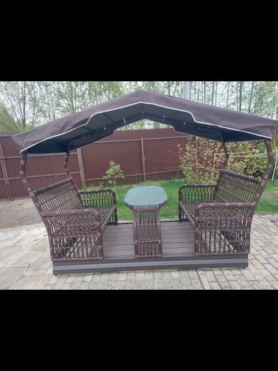 Плетеные садовые качели Bamboo коричневые