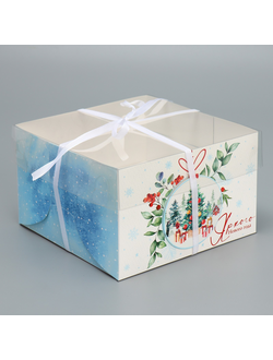 Коробка на 4 капкейка «Яркого Нового года», 16×16×10 см