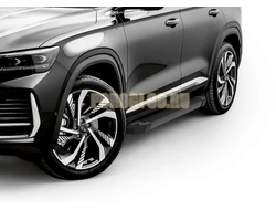 Порог-площадка "Black Start" F180ALB + комплект крепежа, RIVAL, Geely Monjaro 2023-