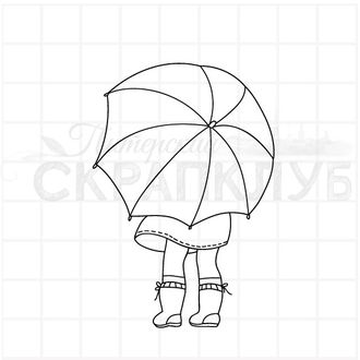 Штамп девочка  под зонтом