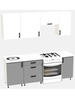 Кухня Эконом 1,5 метра (1100х400) Цвет: Белый/Базальт