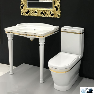 Раковина Creavit Antik Gold AN080-00CB00E-AD00 80 х 50 см подвесная, с золотым декором