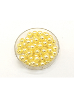Бусины пластиковые под жемчуг 6 мм, цвет светло лимонный