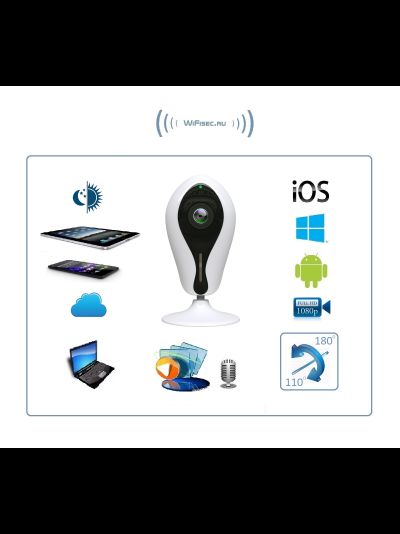 Видеоняня /WiFi IP видеокамера панорамная 180*110*  с DVR, Full HD (360EyeS)