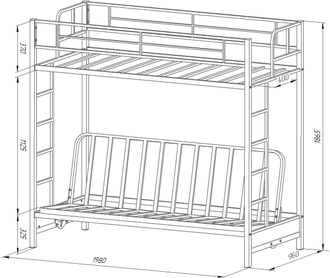 Двухъярусная кровать с диваном и ящиками ФМ - МЯ  (190х90 и 190х120) + 250 бонусов