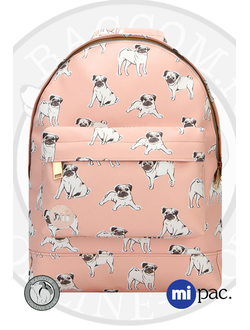 Mi Pac Gold Pugs Peach. Рюкзак с принтом мопс