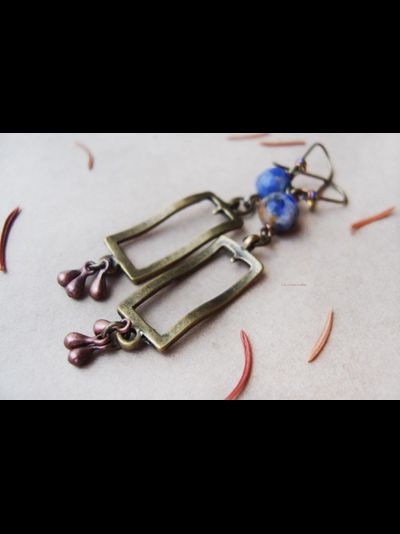 "Чай с небесными сферами", бохо-серьги с содалитом