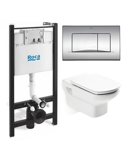 Комплект Roca Dama senso подвесной унитаз + инсталляция + кнопка