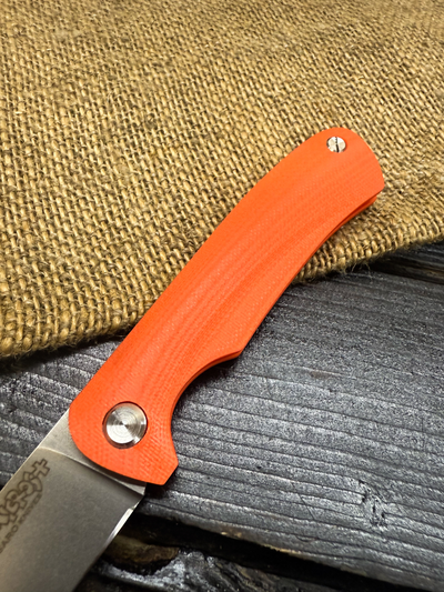 Фрикционный складной нож Микрос+ сталь VG-10, рукоять G10, цвет оранжевый